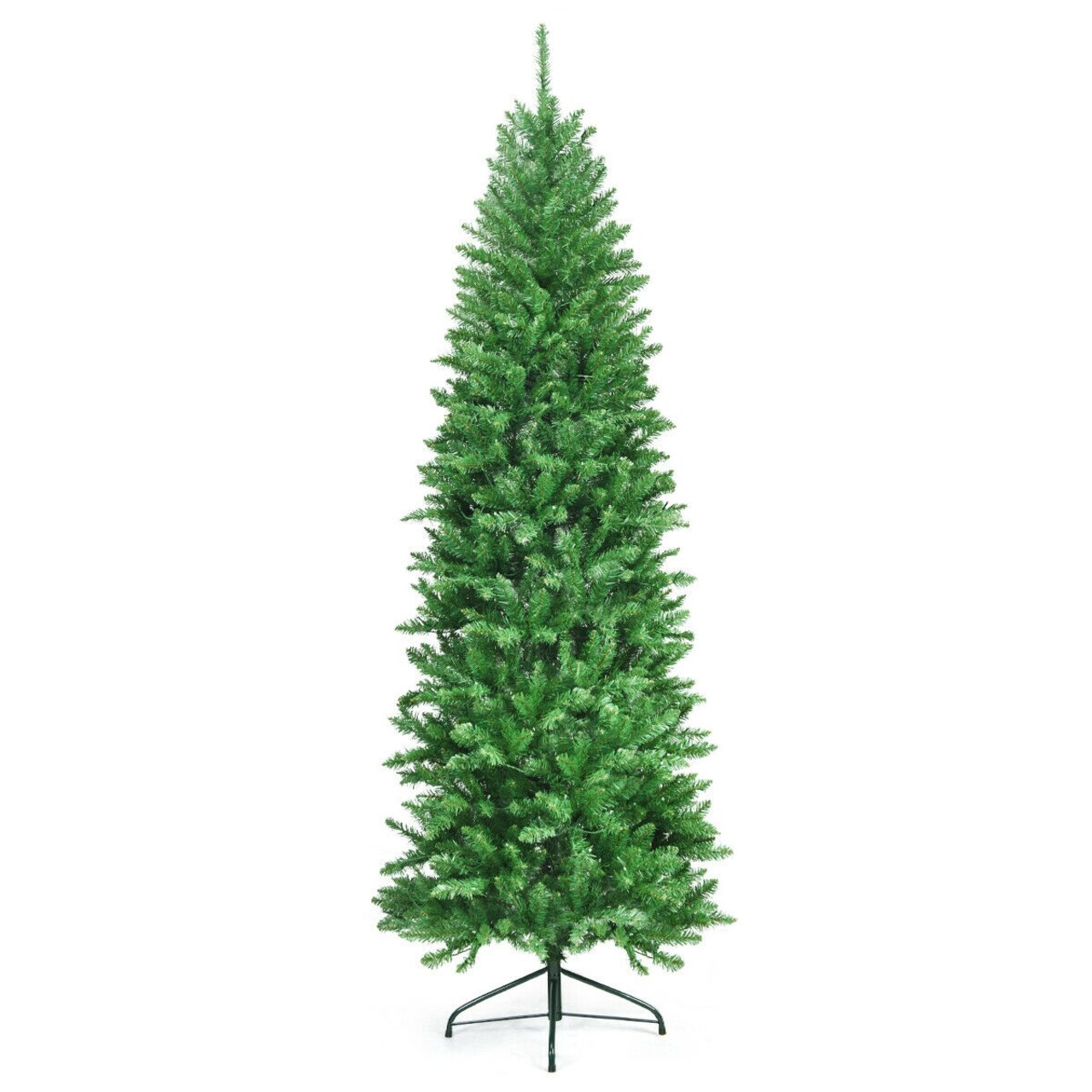 PVC Hinged Pre-lit Artificial Fir Pencil Christmas Tree with 150 Warm White